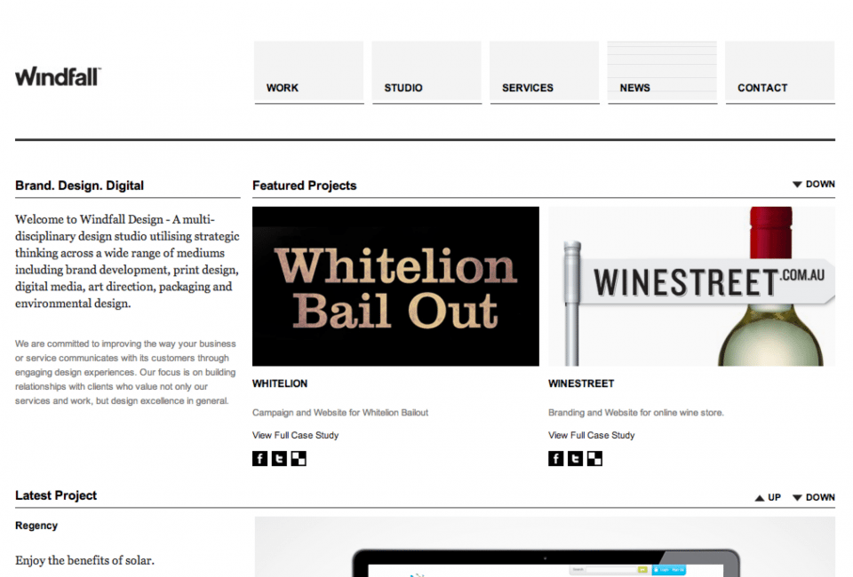 windfall design Website preview for Windfall Design